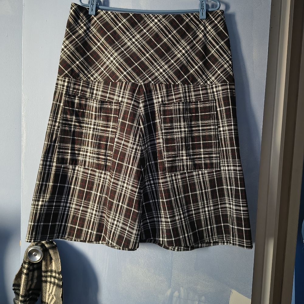 Annie Thompson Plaid Big Pocket Skirt XL